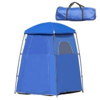 Toilettenzelt für 1-2 Personen Mobiles Camping Duschzelt Umkleidezelt mit Tasche Duschkabine Umkleidekabine UPF50 Fiberglas Polyester Blau 167 x 167 x 218 cm