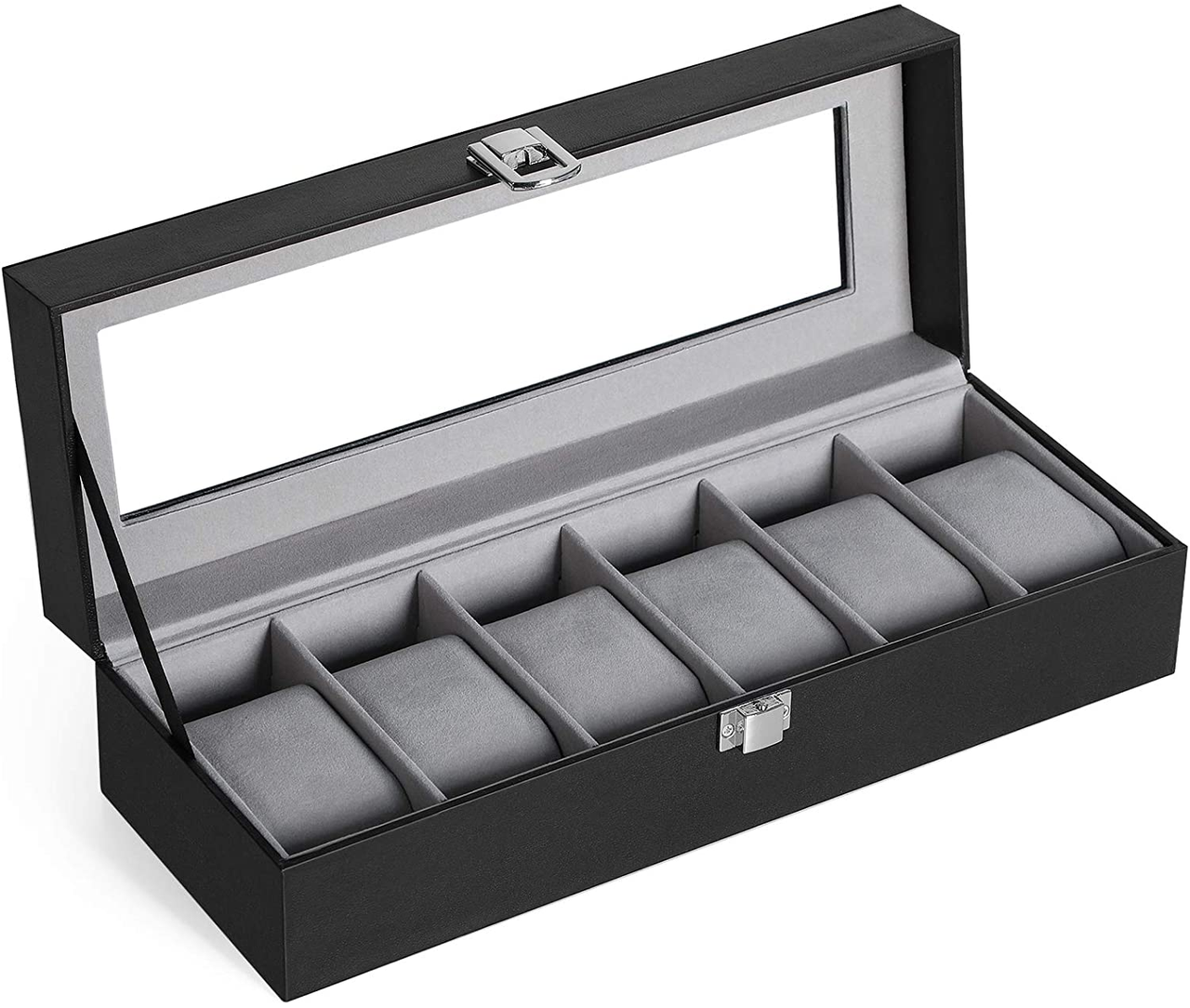 Uhrenbox, Schwarz, 30 x 11,2 x 8 cm
