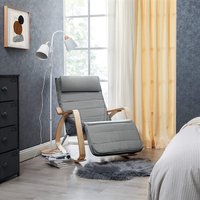 Schaukelstuhl, mit Armlehnen aus Birkenholz,Schaukelsessel, 5-stufig verstellbare Fußstütze