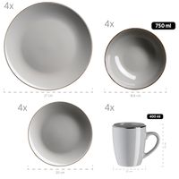 Serie Metallic Rim, Kombiservice 16 teilig für 4 Personen