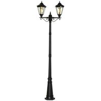 Solar Gartenlaterne 2,5 m Gartenleuchte Wegleuchte mit 19 LED 10-500 Lumen 3000K Aluminium gehärtetes Glas Schwarz 22 x 72 x 248 cm