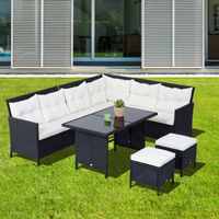 18 tlg. Sitzgarnitur Gartenset Gartenmöbel Lounge Polyrattan Schwarz