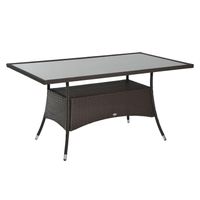 Gartentisch Esstisch Glastisch Gartenmöbel Tisch Polyrattan+Sicherheitsglas Braun 150x85x74cm
