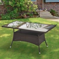 Gartentisch Esstisch Glastisch Gartenmöbel Tisch Polyrattan+Sicherheitsglas Braun 150x85x74cm