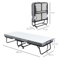 Gästebett 2-in-1 Klappbett mit Rollen klappbar Stahl+Schaumstoff