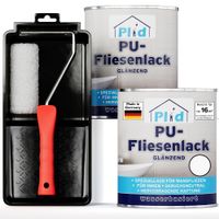 Fliesenlack 1,5l Weiß + Lackierset - Glänzend, für ca. 16m² / Fliesenfarbe Lack Küche/Bad