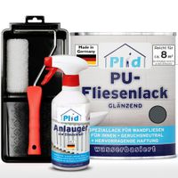 Fliesenlack Set 0,75l Anthrazit glänzend für ca. 8m² /Lackierset + 0,5l Anlauger