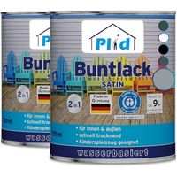 Buntlack 1,5L für ca. 18m² - Silbergrau / Holzfarbe Türenlack Acryllac