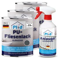 Fliesenlack Set 2,25l Antrazit glänzend für ca. 23m² + 0,5l Anlauger