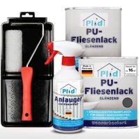Fliesenlack Set 1,5l Antrazit glänzend für ca. 16m² / Lackierset + 0,5l Anlauger
