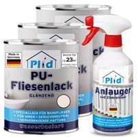 Fliesenlack Set 2,25l Cremeweiß glänzend für ca. 23m² + 0,5l Anlauger