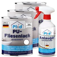 Fliesenlack 2,25l Weiß Seidenglänzend - für ca. 23m² / Fliesenfarbe Lack - Küche/Bad