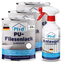 Premium Fliesenlack Fliesen Lack  Fliesenfarbe & 0,5l Anlauger Weiß - Glänzend
