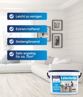 Latexfarbe 10L Weiß für ca. 60m² / abwaschbare Wandfarbe Küchenfarbe Innenfarbe