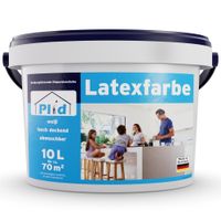 Latexfarbe 10L Weiß Satin für ca. 70m² / abwaschbare Wandfarbe Küchenfarbe Innenfarbe