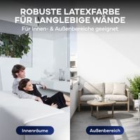 Latexfarbe 10L Weiß Satin für ca. 70m² / abwaschbare Wandfarbe Küchenfarbe Innenfarbe