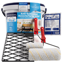 Anti-Schimmel Renovierfarbe 5L, Weiß Streichset / Feuchtraumfarbe Schimmelfarbe, für 30m²