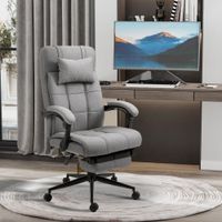 Bürostuhl mit Kopfkissen mit Neigungswinkel Leinen Schaumstoff PVC Hellgrau 66 x 70 x 116-124 cm