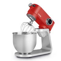 KM124 Küchenmaschine, professionell, multifunktionell, 5 l, Edelstahl, Mattrot, leistungsstark 800 W, Knetmaschine, 8 Geschwindigkeitsstufen