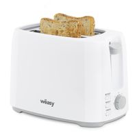 Wëasy Toaster CRUST70, 2 Schlitze, 750W, Auftaumodus, Einstellbarer Thermostat, 7 Stufen, Krümelfach, Leicht, Kompakt
