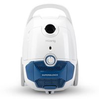 AXO800 AAAA-Staubsauger mit Beutel, 3 l, leistungsstark, HEPA-Filter H12, geräuscharm 68 dB, weiß/blau