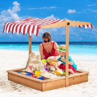 Sandkasten Sandkiste mit Dach Holz Bodenloses Design Matsch-Bereich