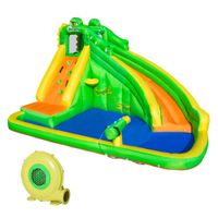 Aufblasbares Hüpfburg mit Gebläse Rutsche Pool Kletterwand Springburg Hüpfschloss Trampolin mit Flicken Tragetasche für Kinder von 3 bis 8 Jahren 385 x 285 x 225 cm