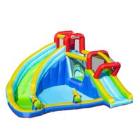 Hüpfburg für Kinder mit Gebläse Extra Groß Trampolin aufblasbare Springburg Wasserpistole Kletterwand Kinder von 3 bis 8 Jahren mit Tragetasche 385 x 365 x 200 cm