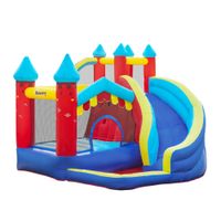 4 in 1 Hüpfburg mit Gebläse Luftburg Aufblasbar Trampolin Wasserrutsche mit Transporttasche Flicken für Kinder von 3 bis 8 Jahren 290 x 270 x 230 cm