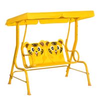 Kinder Hollywoodschaukel 2-Sitzer Kinderschaukel mit verstellbarem Sonnendach Gartenschaukel für 3-6 Jahre Kinder Metall Gelb 110 x 74 x 113 cm