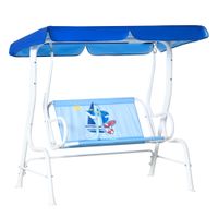 Kinder Hollywoodschaukel 2-Sitzer Kinderschaukel mit verstellbarem Sonnendach Gartenschaukel für 3-6 Jahre Kinder Metall Blau 110 x 74 x 113 cm