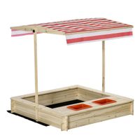 Sandkasten Sandkiste Holz mit verstellbarem Dach 2 Kunststoffeinsätzen