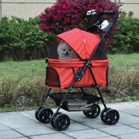 Hundewagen Pet Stroller für kleine Hunde Haustierwagen Oxford Rot