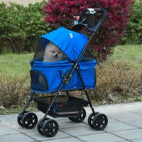 Hundewagen Pet Stroller für kleine Hunde Haustierwagen Oxford Blau