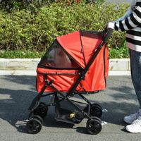 Hundebuggy Hundewagen für kleine Hunde Katzen Pet Stroller Oxford Rot