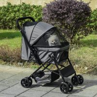 Hundebuggy Hundewagen für kleine Hunde Katzen Pet Stroller Oxford Grau
