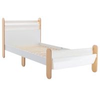 Kinderbett mit Betttasche Spielzeugtasche für 3+ Jahre Holzbett für Mädchen und Junge Kinderzimmer Holz Weiß+Natur 229 x 98 x 95 cm
