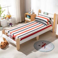 Kinderbett mit Betttasche Spielzeugtasche 3+ Jahre Holz Weiß+Natur 229x98x95cm