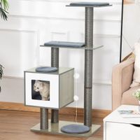 Katzenkratzbaum Katzenbaum Katzenspielzeug Kletterbaum Sisal Polster Liegefläche mit Ball Grau 71,5 x 49,5 x 120 cm