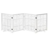 Türschutzgitter Holz Absperrgitter für Hunde Schutzgitter Hundegitter Sicherheitstür Bidirektionales Falten Stahl Weiß 305 x 35,5 x 82 cm