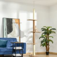 Kratzbaum Katzenbaum Kletterbaum für Katzen Höhenverstellbar Spielbaum Hellbraun 43x27x228-260 cm