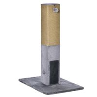 Kratzstamm für Katzen Kratzsäule 79H cm Katzenbaum mit Juteseil Katzenkratzbaum Kratzbaum Spielbaum inklusive Spielzeug Plüsch Grau