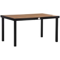 Gartentisch für 6 Personen Esstisch Aluminiumtisch Loungemöbel Gartenmöbel pflegeleicht Kunststoff Natur+Schwarz 140 x 90 x 74 cm
