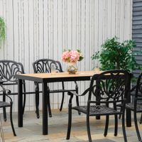 Gartentisch für 6 Personen Esstisch Aluminiumtisch Loungemöbel Gartenmöbel pflegeleicht Kunststoff Natur+Schwarz 140 x 90 x 74 cm