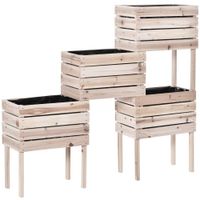 4 tlg. Hochbeet aus Holz 4 Kombinationsmodi Blumenkasten Garten Natur