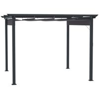 Pergola 3 x 3 m Pavillon Terrassenüberdachung mit Schiebedach Aluminium Polyester Grau