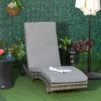Polyrattan Sonnenliege Gartenliege mit Kissen 5-stufig verstellbar Rattanliege Gartenmöbel Liege S-Form Metall Grau 207 x 70 x 70 cm