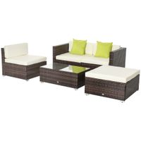 5-tlg. Polyrattan Gartenmöbel Set Gartengarnitur Garten-Set Sitzgruppe Loungeset Loungemöbel mit Beistelltisch Kissen Braun