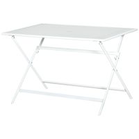 Klapptisch Gartentisch mit Ø42mm Ø50mm Schirmloch klappbar gehärtetes Glas Weiß 110 x 70 x 70 cm