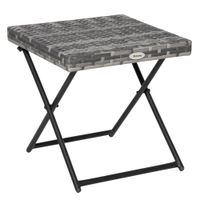 Polyrattan Beistelltisch Gartentisch klappbar Couchtisch Gartenmöbel Falttisch Metall Grau 40 x 40 x 40 cm